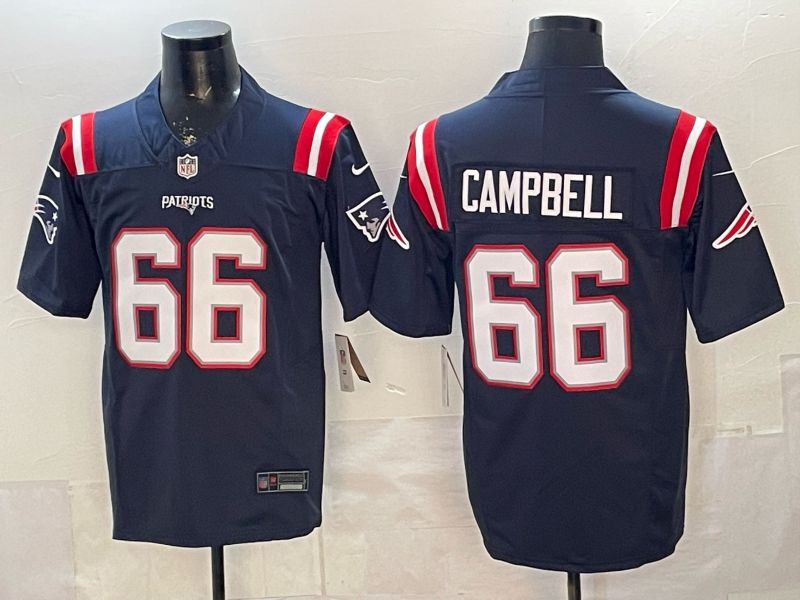 Men 2026 New England Patriots #66 Campbell Blue 3th generations Nike Limited NFL Jersey style 0001